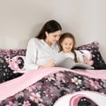 thumbnail image 4 of Manfei Girls Pink Monogrammed Bedding Comforter Set 7pcs, Personalized Letter Q King Bedding Sets, Kawaii Axolotl Cherry Blossoms Bed Sheets, Luxury Bedroom Decor, 4 of 8