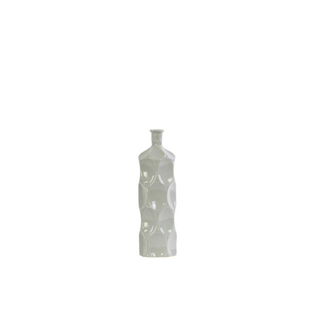 Urban Trends Collection 24410 Ceramic Round Bottle Vase With Dimpled Sides- Small - Gray