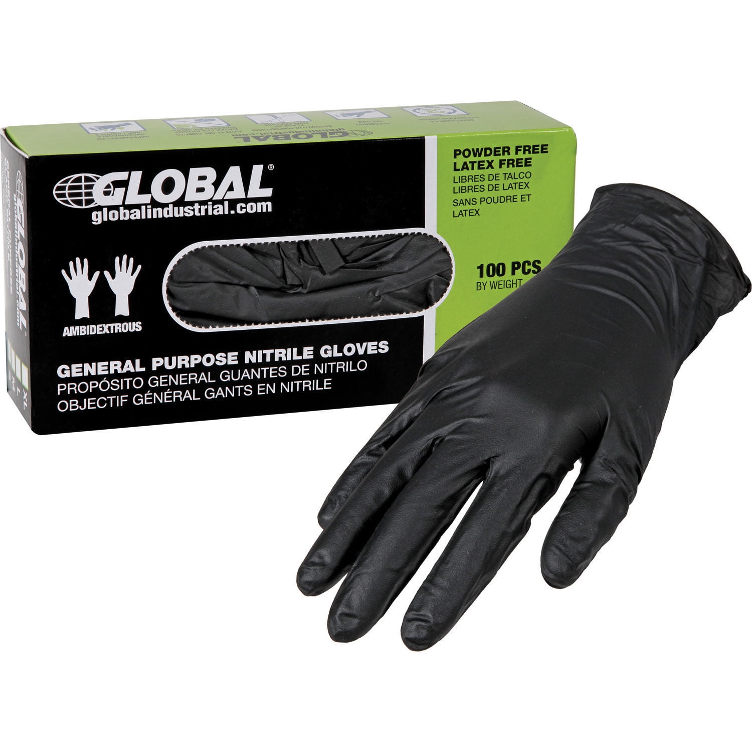 Nitrile Gloves, Industrial Grade, Powder Free, Black, 6 MIL, 100/Box