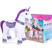 PonyCycle Kid-Powered Ride-On Unicorn Toy, No Battery, Hand Brake, Ages 4–7, Purple, E413