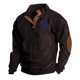 thumbnail image 2 of Blusa y camisa de manga larga con cuello alto para hombre, estilo casual, con estampado de palmeras color cacao, deportiva, con cuello alto, botones y patchwork, de poliéster., 2 of 8