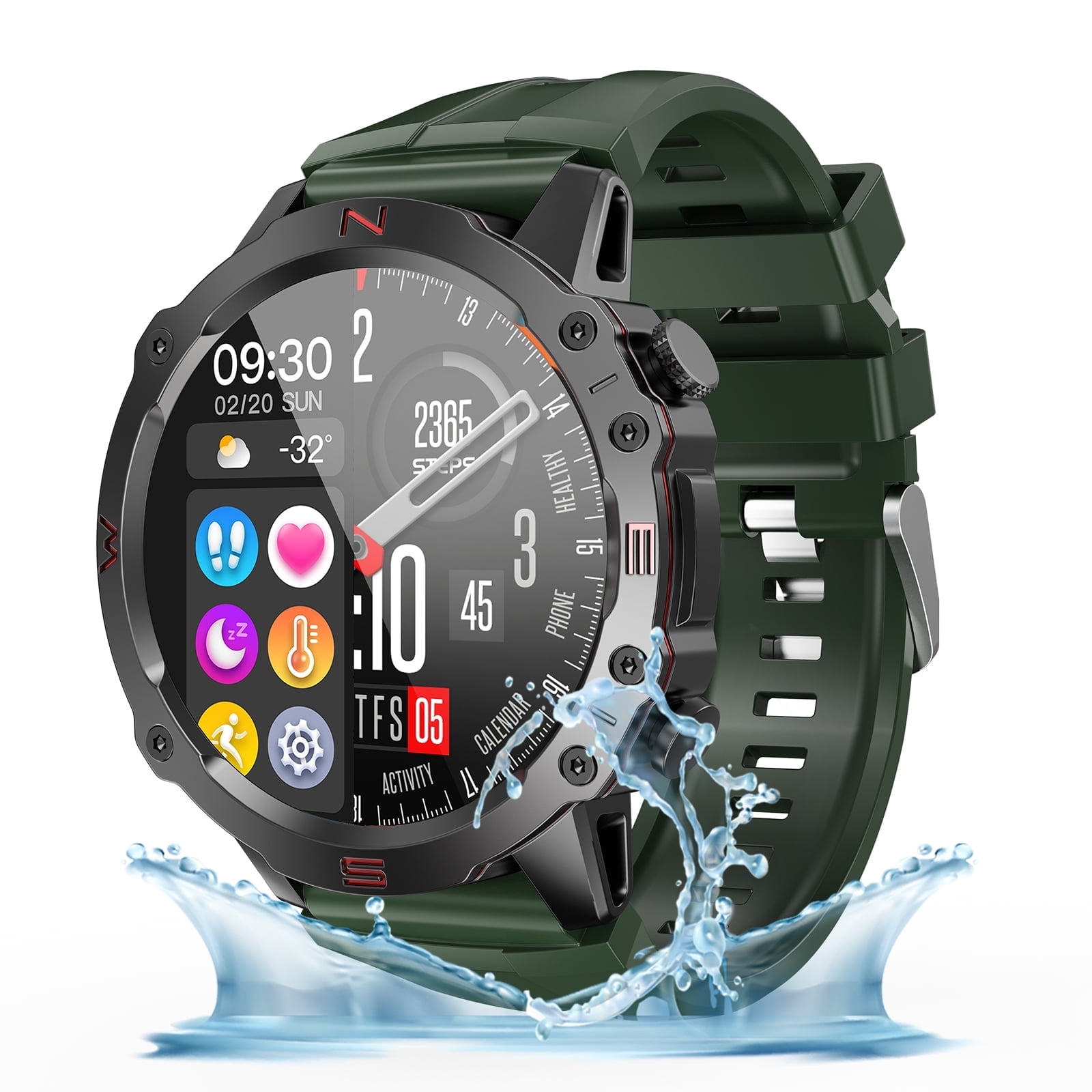 TOPVISION Smart Watch for Men Women, Fitness Tracker with 100+ Sport Modes for Android & iOS, Green