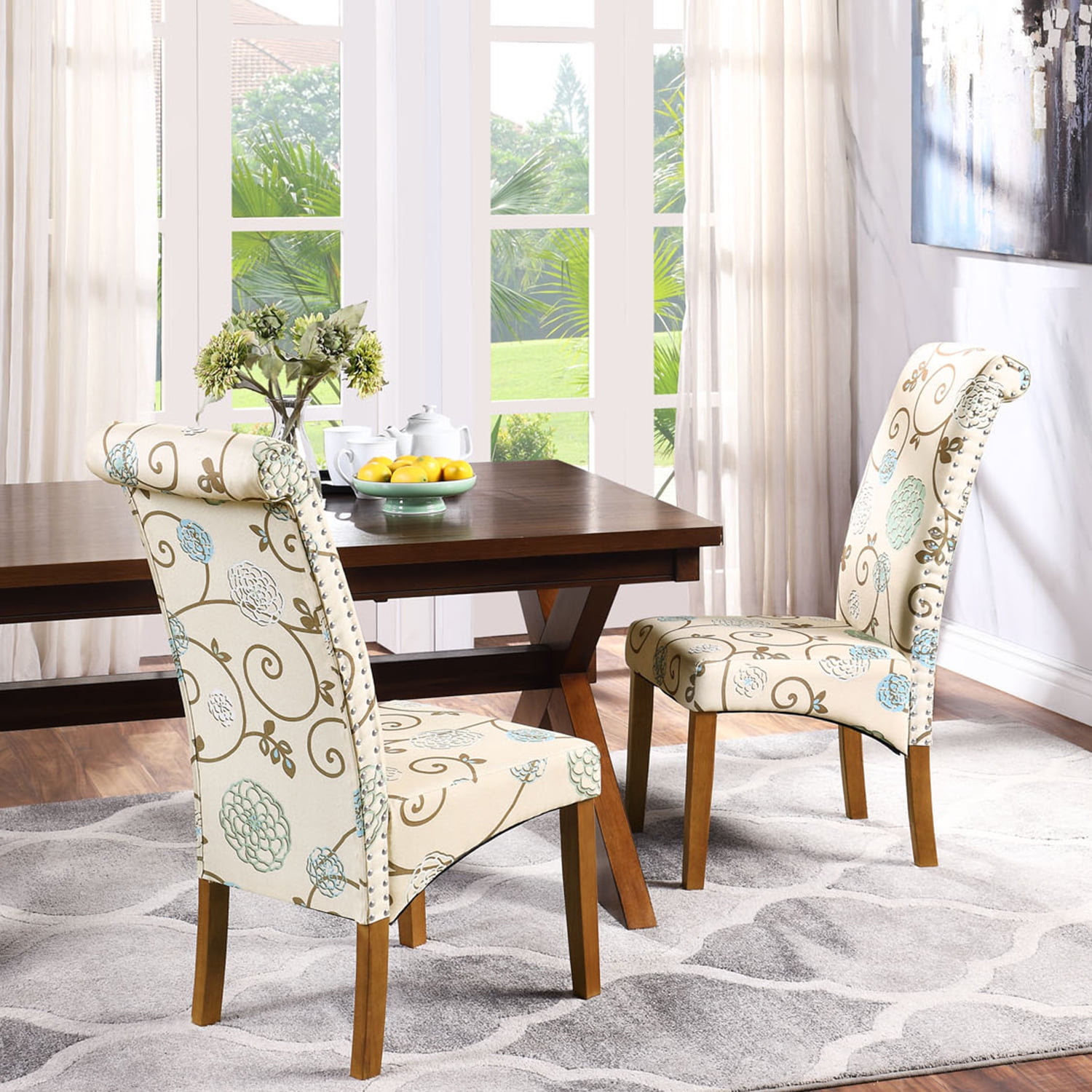 Dining Chair Fabric Upholstered Side Chair Wedding Khaki Kitchen 6pcs Hotel 