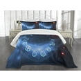 thumbnail image 3 of Ambesonne Astrology Quilted Bedspread Set 3 Pcs, Signs Virgo Scorpio, Queen Size, Blue White and Red, 3 of 5