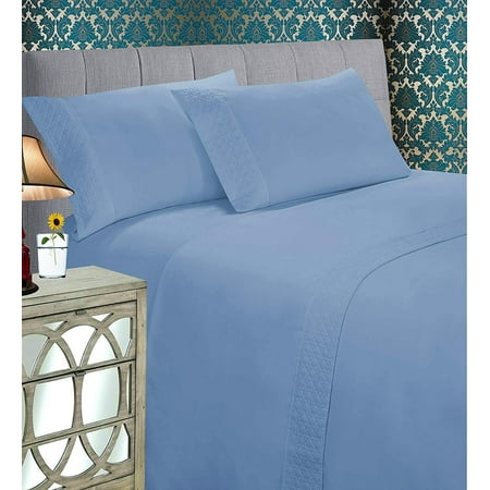 Elegant Comfort Luxury Best, Soft Coziest 4-Piece Bed Set 1500 Thread Count Egyptian Quality | |Quilted Design on Flat Sheet and Pillowcases| Wrinkle Free, 100% Hypoallergenic, Full, Denim (Best Pillow To Prevent Wrinkles)