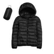 WANYNG winter coats for women Warm Waterproof Lightweight Jacket Hooded Windproof Coat With Recycled Insulation Slim Short Hooded Down Coat Outerwear womens fall fashion 2022 Black 2XL