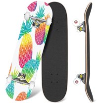 31'' Complete Skateboard 7 Layer Canadian Maple Double Kick Deck Skateboards Pineapple color Skate Board for Beginner Adult Gifts