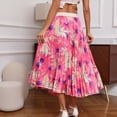 thumbnail image 6 of VBVC Women's Plus Floral Pleated Midi Skirt,Ladies High Waist Boho A-Line Skirt,Summer Boho Beach Vacation Skirt For Women,Multicolor,XL-5XL, 6 of 8