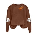 thumbnail image 4 of Dmsael Halloween Shirts for Women Long Sleeve Crewneck Casual Dressy Tops Funny Graphic Halloween Fall Fashion Outfits(Brown,M), 4 of 5