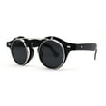 thumbnail image 2 of Super Normcore Cool Hipster Flip Up Keyhole Round Sunglasses Black Silver, 2 of 4