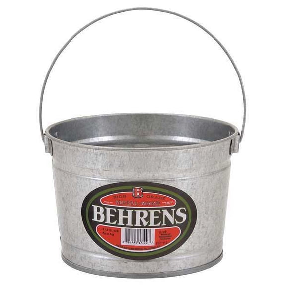2 PK Behrens 3/4 gal Round Bucket, 7 1/4 in Dia, Silver, Galvanized Steel