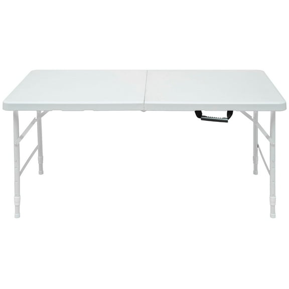 Folding Table 4 Foot Portable, Plastic Foldable Table Adjustable Height with Carrying Handle for Dining, Picnic, Party, Camping