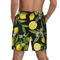 thumbnail image 4 of Gaeub Lemon Fruits Flowers Leaves Mens Swim Trunks Stretch Beach Shorts Quick Dry for Men Swim Shorts Swimwear with Pockets- Small, 4 of 9