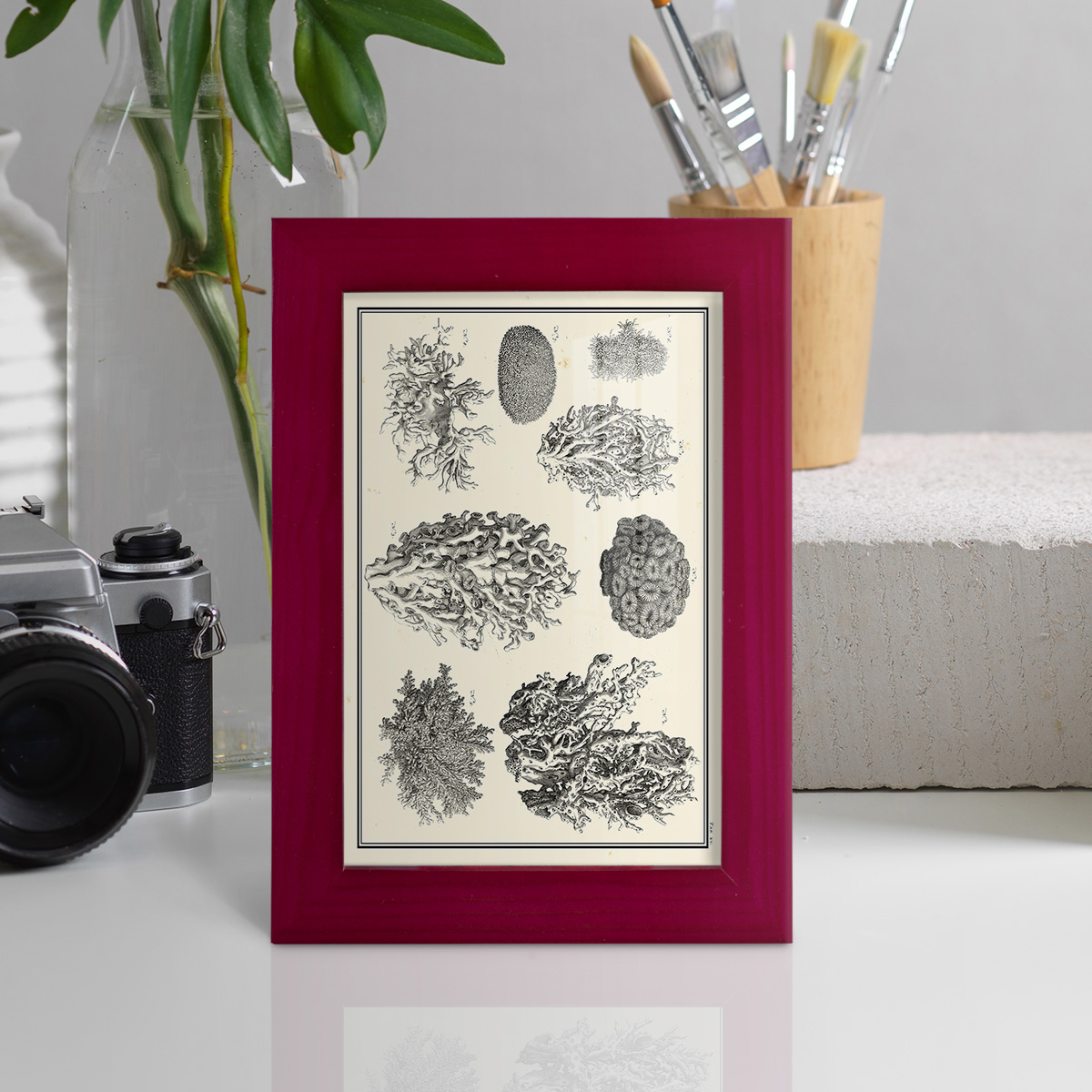 Aegean Collection IV -Framed Print w/glass-Cherry Red