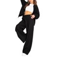 thumbnail image 3 of Women'S 2 Piece Outfits Oversized Casual Zip Up Long Sleeve Sweatshirt with Wide Leg Sweatpants Black L, 3 of 10
