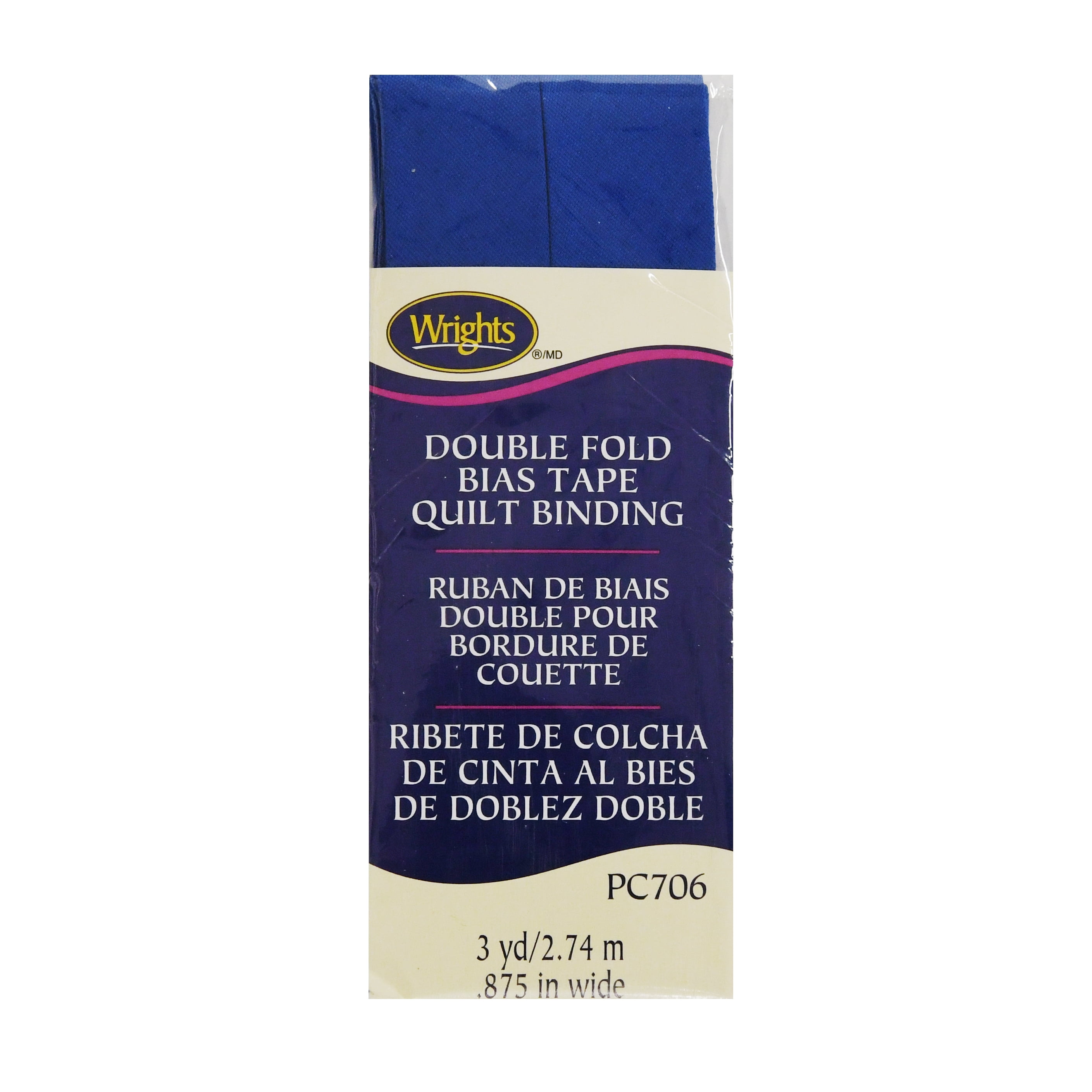 (2 pack) Wrights 7/8" Lapis Blue Quilt Binding, 3 yd Polyester Blend Sewing Trim