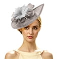 thumbnail image 2 of Karymi Cowgirl Hat Elegant Fascinator Hat with Fake Feather Flower, Mesh Tea Party Derby Headpiece, Clip-on Hair Accessory for Wedding Church Derby Hats for Women, 2 of 6