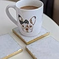 thumbnail image 6 of Marble Coaster, White Marble Square Coaster with Gold Edge, Set of 4, Handmade Hammered Texture Edge, 4-inch, 6 of 8