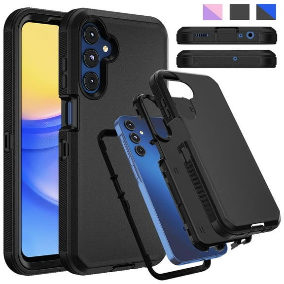 Ebizware for Samsung Galaxy A15 5G Phone Case, Shockproof Armor Rugged Case Military Grade Heavy Duty 3 in 1 Protection Cover for Galaxy A15 5G - Black