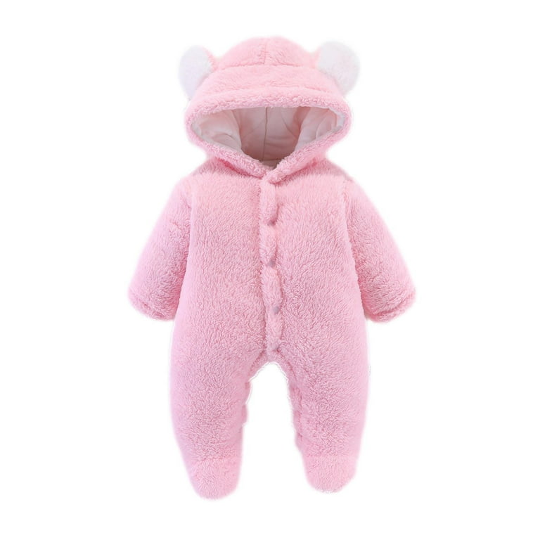 Lolmot Newborn Baby Snowsuit Bear Onesie Romper Fleece Footie