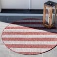 thumbnail image 2 of Unique Loom Tapis de Collection Rayé Extérieur 4 Pieds x 4 Pieds Rond Rouille Rouge/gris, 2 of 2