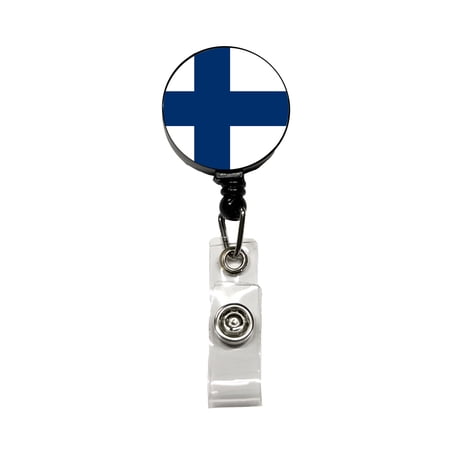 Finland Country Flag Retractable Reel ID Badge Key Card Name Tag Holder with Clip