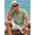 thumbnail image 4 of RICHCOIN Men's Linen Shirts Short Sleeve Casual Shirts Button Down Shirt for Men Summer Beach Wedding Dress Shirt, 4 of 7