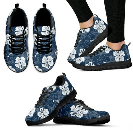 

Hawaiian Tropical Plant Designer Fashion Sneakers For Women Hibiscus Palm Leaf Print Shoes Blue Casual Shoes Zapatos