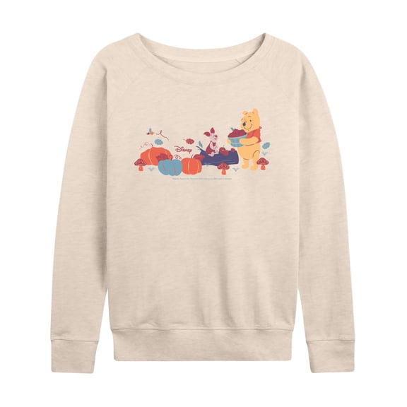 Winnie The Pooh - Fall Lightweight French Terry Wide Neck Long Sleeve Graphic Shirt