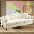 thumbnail image 5 of Modern Beige Velvet 3-seater + 2-seater Combination Sofa 220×80×75cm, 5 of 26