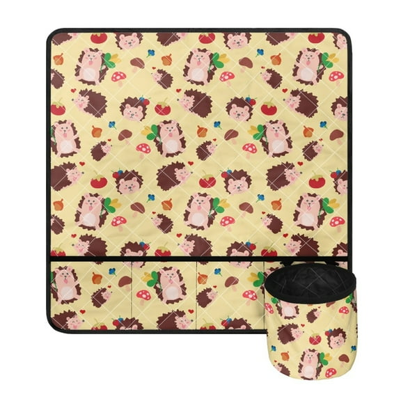 ZIATUBLE Cartoon Hedgehog Sewing Machine Mat Protective Table Pad Organizer Dustproof Sewing Machine Mat to Reduce Noise Washable Sewing Machine Pad for Table with Detachable Pouch