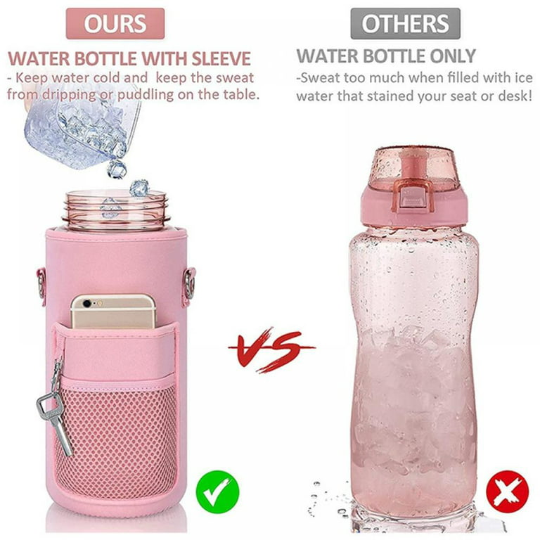 Half Gallon Water Bottle Sleeve with Shoulder Strap,2 Pockets,Motivational  Portable Reusable Water Jug Cover Sleeves for Outdoor Gym Sports for  Timming Reminder Drinking Enough Water(Without Bottle) 