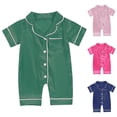 thumbnail image 3 of Vdoaml Baby Boys Summer Pajamas Newborn Short Sleeve Bodysuit Infants Sleep Romper Jumpsuit With Button 0-3 Months Dark Green, 3 of 3