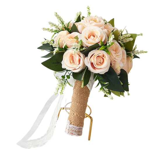 AOOOWER Elegant Bridal Bouquet Artificial Flower Cascading Bride Wedding Bouquet for Wedding Ceremony Decoration