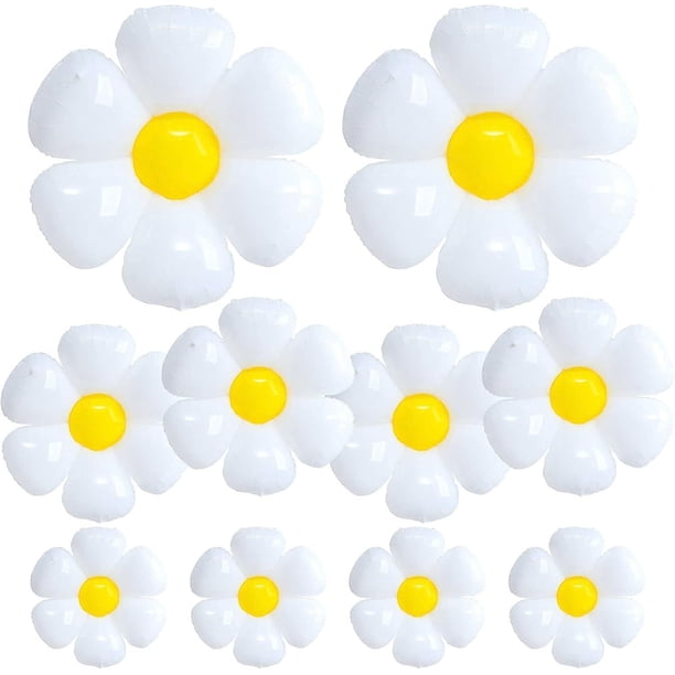 10 globos de margaritas, enormes globos de papel de aluminio con flores blancas para cumpleaños, baby shower, bodas, suministros de decoración para fiestas de margaritas