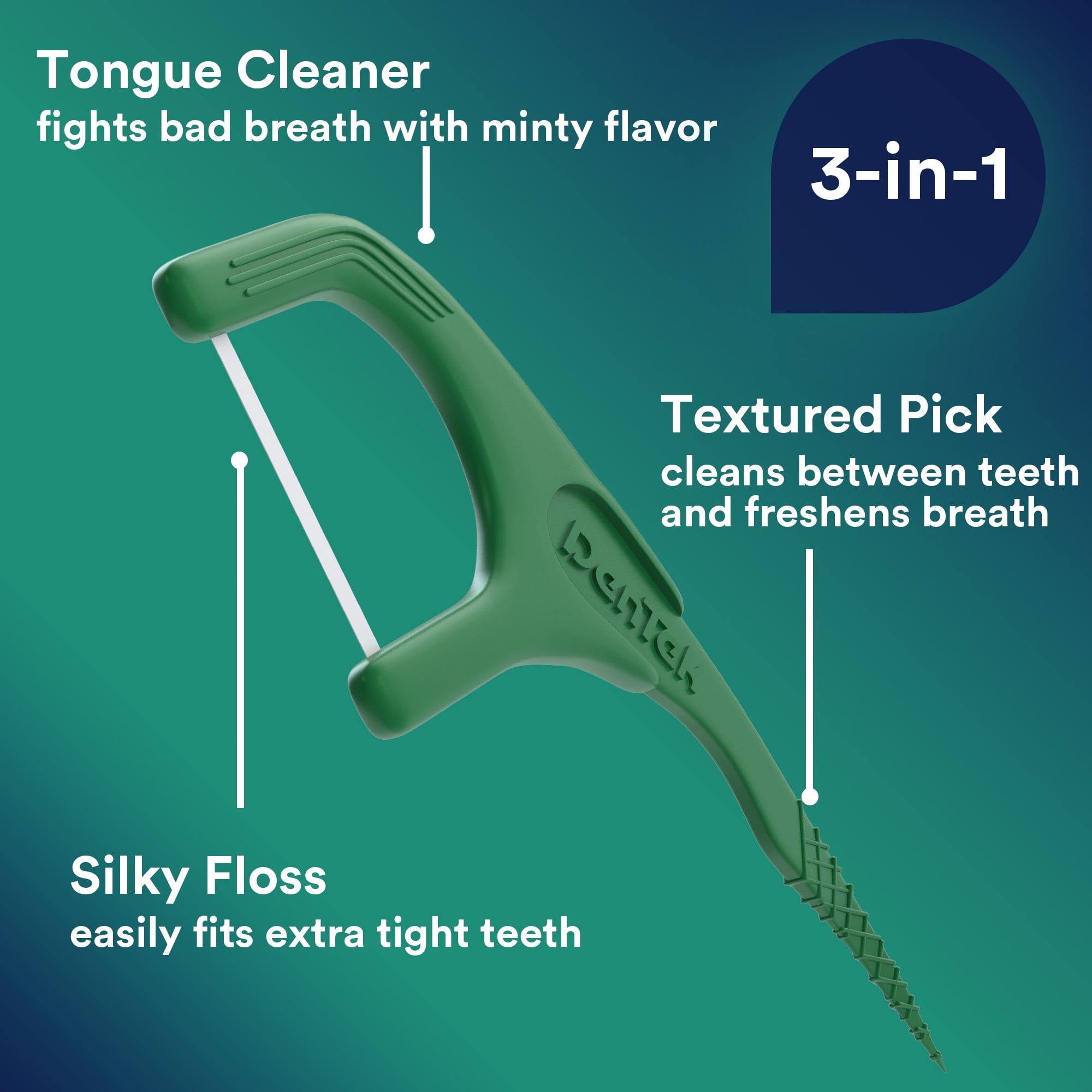 DenTek Fresh Clean Floss Picks, For Extra Tight Teeth, 75 Count, 3 Pack