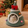 thumbnail image 5 of Christmas Tree Cat Bed with Bow - Winter Warm House for Cats, Soft Enclosed Sleeping House with Removable Cushion Non-Slip Base, 5 of 7