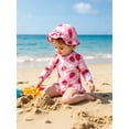 thumbnail image 2 of Happy Town Toddler Baby Girls Clothes 0-24M Summer Long Sleeve Zipper One-Piece Swimsuit + Hat Bathing Suit, 2 of 7