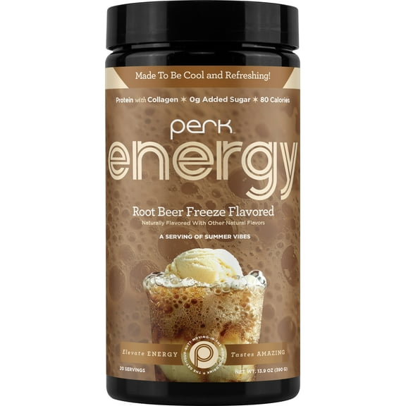 Perk Energy Original Root Beer Freeze Flavored (20 Servings) - Gluten Free, Soy Free and Peanut Free