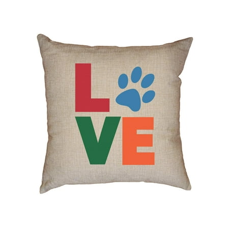 Decorative Pillows Dogs Love With Animal Print Dog Cat Pet Lover Decorative Linen Throw Cushion Pillow Case with Insert ()