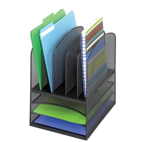 Organizador de escritorio Safco Onyx Mesh 5, 3 bandejas, acero