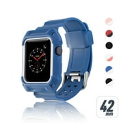 42mm Apple Watch Band by Zodaca Rugged Protective Watch Band Replacement Strap For Apple Watch Series 1/2/3 42mm - Blue/White