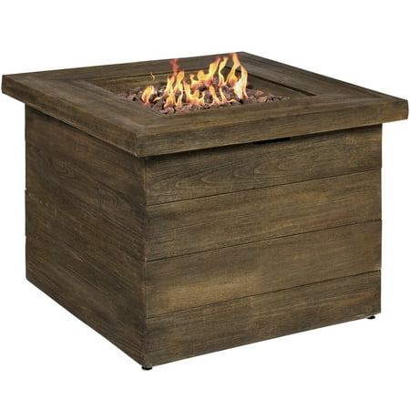 Gas Outdoor Firepit Best Choice Products Outdoor Gas Fire Pit Centerpiece Table w/ Lava Rocks and Cover - Brown ()