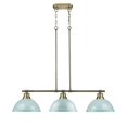 thumbnail image 1 of Golden Duncan 3 Light Linear Pendant, Aged Brass, Seafoam Shades - 3602-3LPAB-SF, 1 of 4