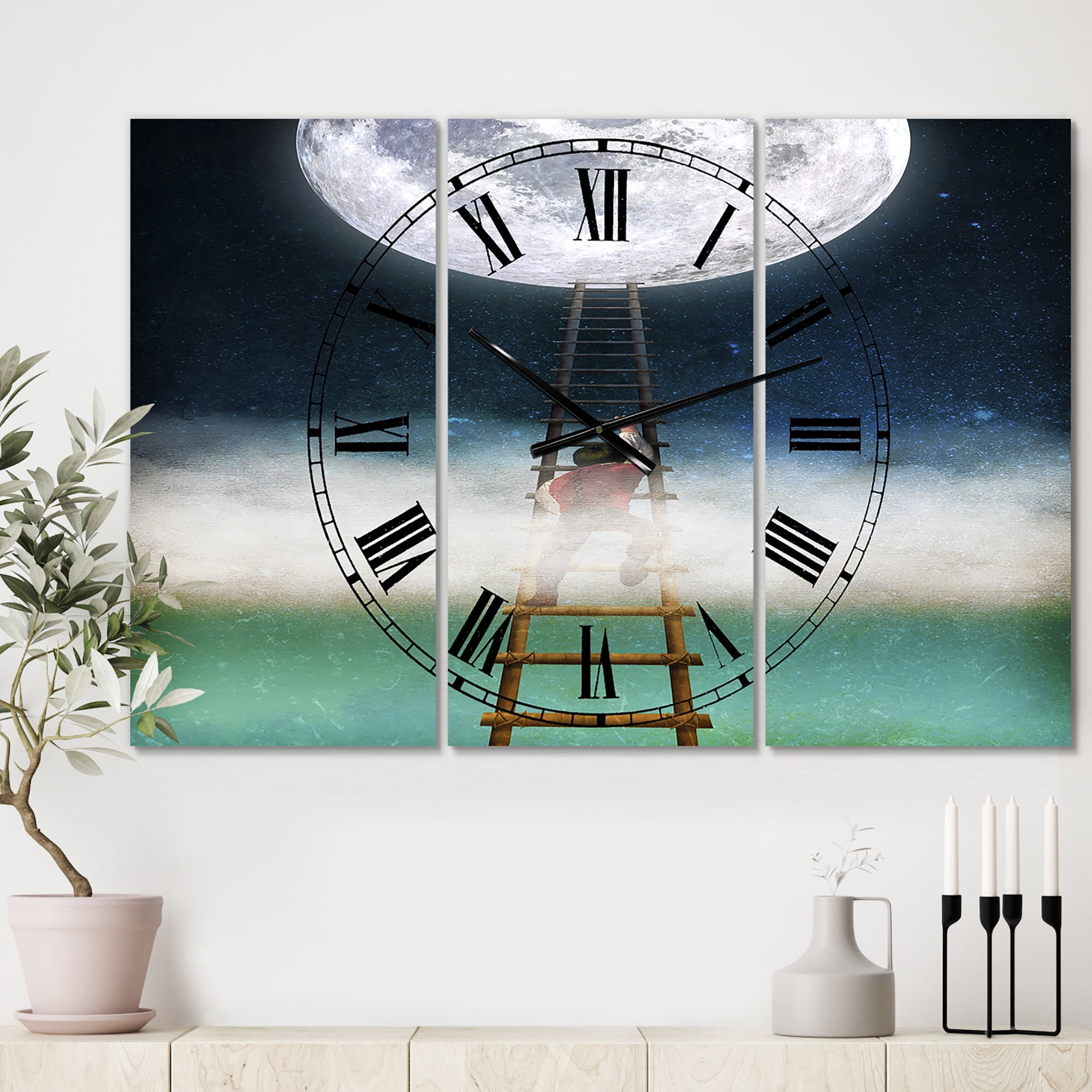 Designart 'Reach for the Moon' Large Modern Wall Clock