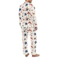 thumbnail image 2 of SCRAWLGOD American Flag Stars Wood Grain 2 PCS Mens Button Down Pajamas Set, Soft Sleepwear with Pockets, Long Sleeve Notched Collar Top & Pants Set, Breathable Casual Loungewear, S, 2 of 6