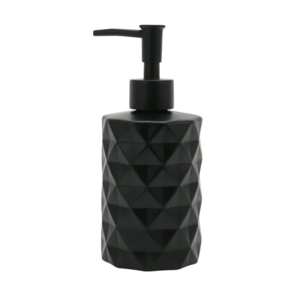 Unique Bargains 1 Pc Round Bottom Diamond Pattern Soap Dispenser 13.53oz Black