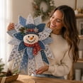 thumbnail image 5 of DIY Quilted Christmas Bow Kit, Snowman Fabric Patchwork Door Decor, 18 Inch Farmhouse‑Style Beginner‑Friendly Sewing Kit for Front Door, Wall Hanging and Festive Christmas Home Decoration, 5 of 6