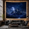 thumbnail image 6 of Crescent Moon Over Peaks in Indigo Sky, Mystical Digital Art for Mountain Lovers, Star Map Decor, Housewarming Gift, Tapestry Wall Hanging for Bedroom, Study Room and Dorm, 6 of 7