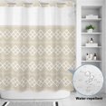 thumbnail image 2 of No Hook Shower Curtain, Beige Boho Shower Curtains for Bathroom with See Through Top Window, Vintage Ethnic Tribe Abstract Art Geometric Waterproof & Washable Bath Curtain 66"x72", 2 of 9
